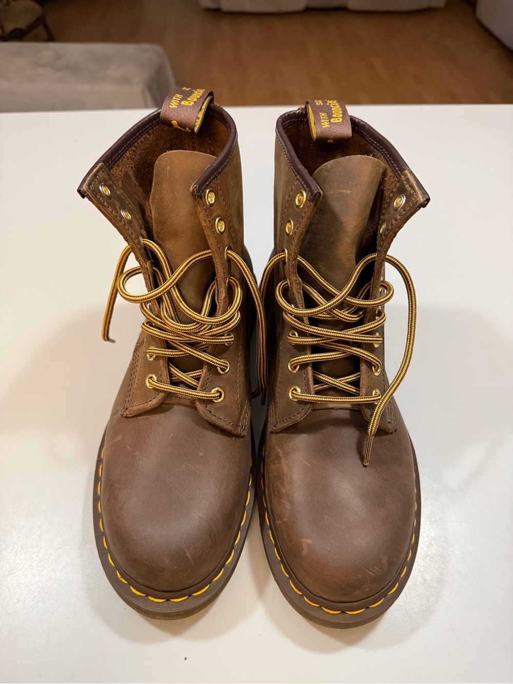 DR. MARTENS 1460 CRAZY HORSE LACE-UP BOOTS - 10W 9M